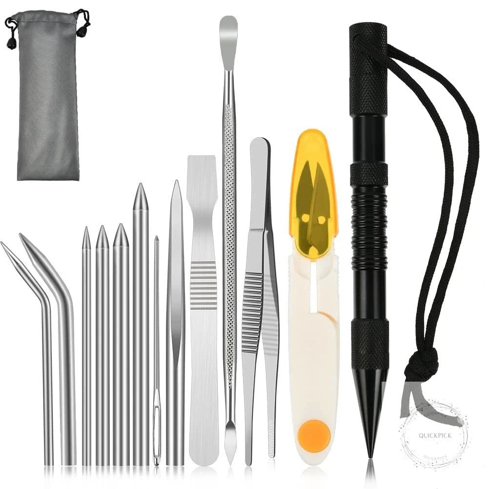 14-Piece Paracord Knotting and Weaving Tool Set Stainless Steel Needles