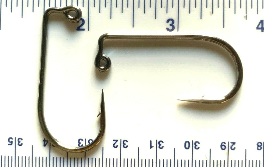 Fishing Hooks 3/0 Black Nickel Round Bend Jig Hooks 2X Strength Pack of 100