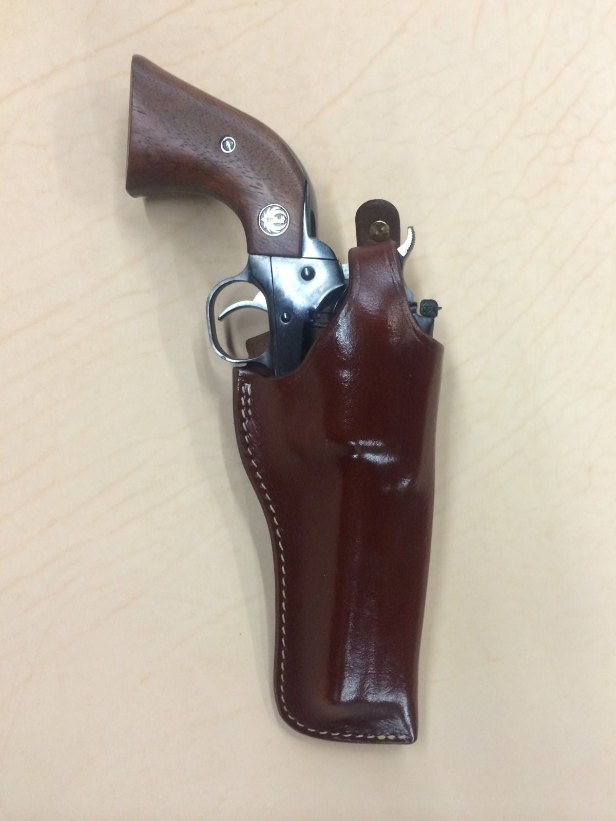 Leather Gun Holster for Ruger Blackhawk Vaquero Bisley 4 to 4.58 Inch Barrels - Right Hand