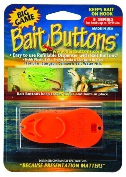 Big Game Bait Button Dispenser with 25 Marine Orange Bait Buttons