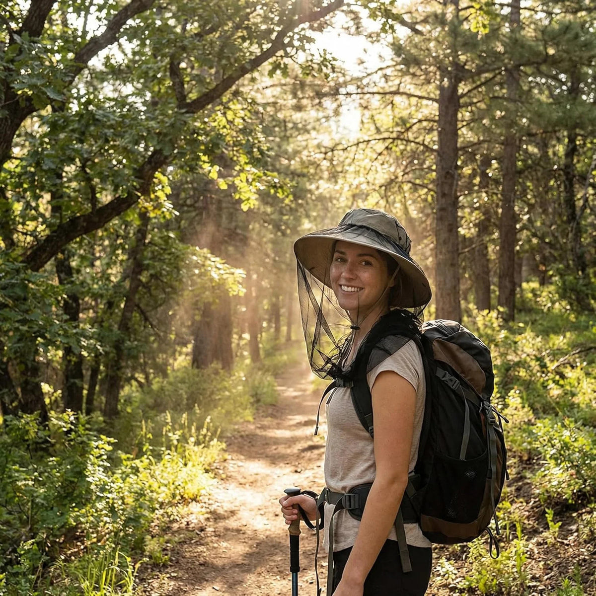 Mosquito Head Net Mesh Bug Cover for Head - Fits Over Hats, Breathable Insect Shield
