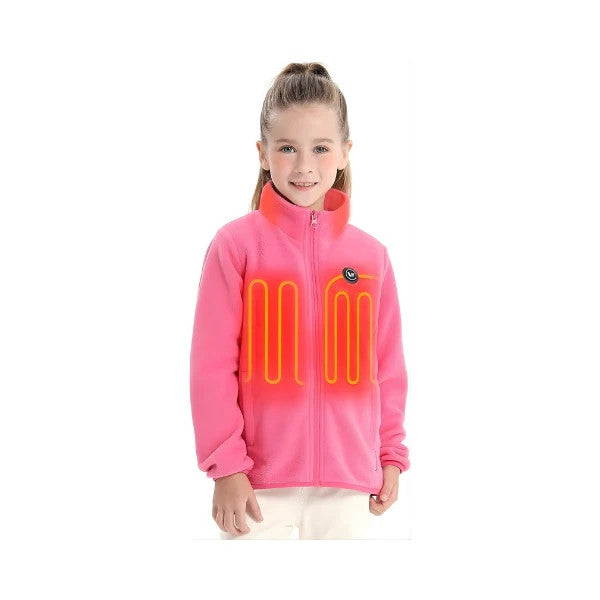 Kids Heated Fleece Jacket with 7.4V Battery & Adjustable Warmth
