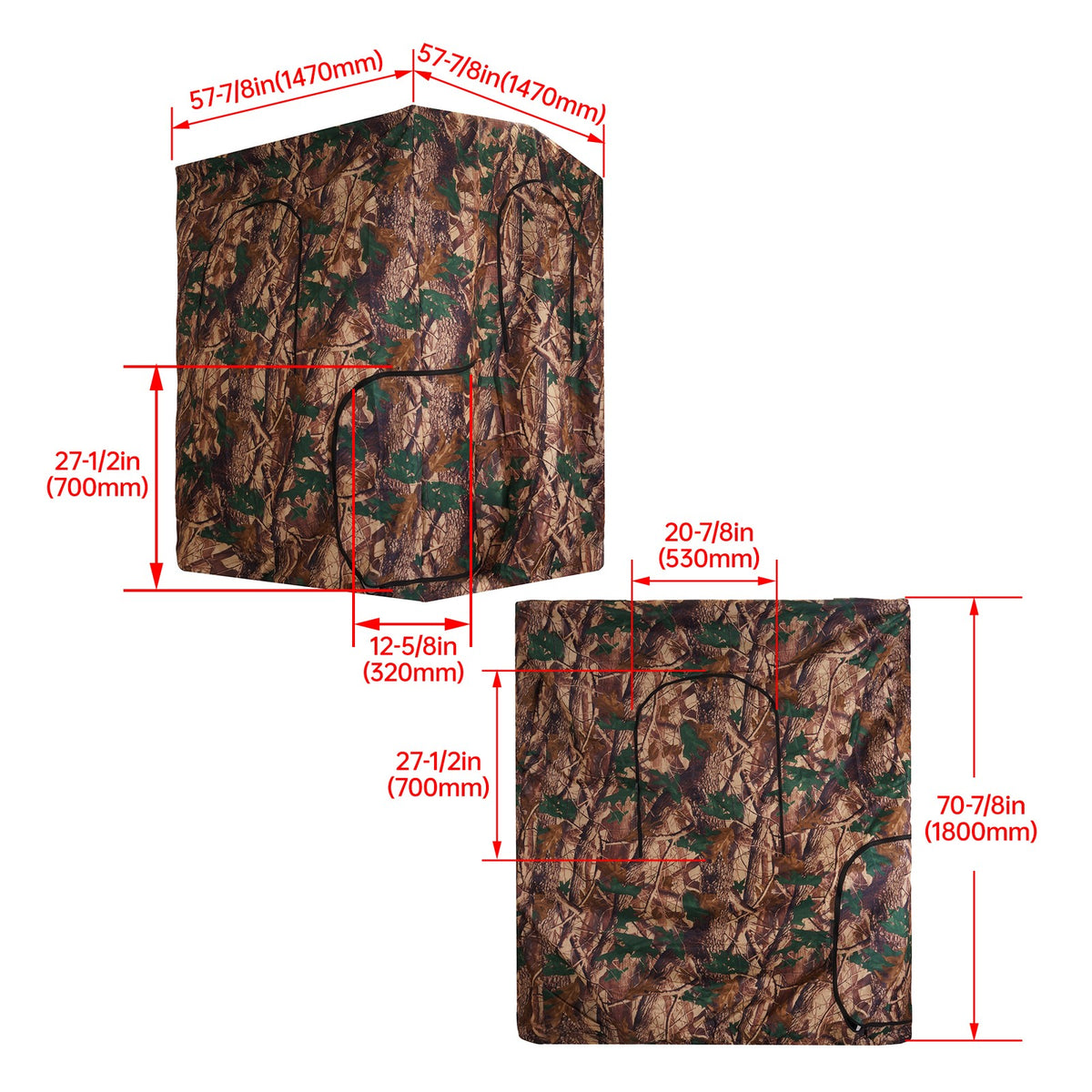 7ft Tall Steel & Cloth Hunting Blind Cover for 2-Person Camouflage