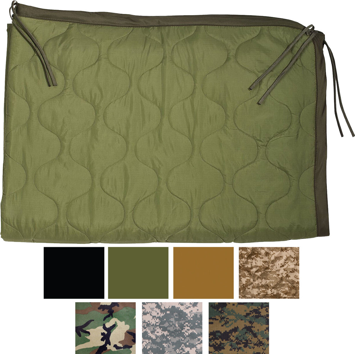 Military Poncho Liner Woobie Blanket with Ripstop Nylon and Polyester Fill