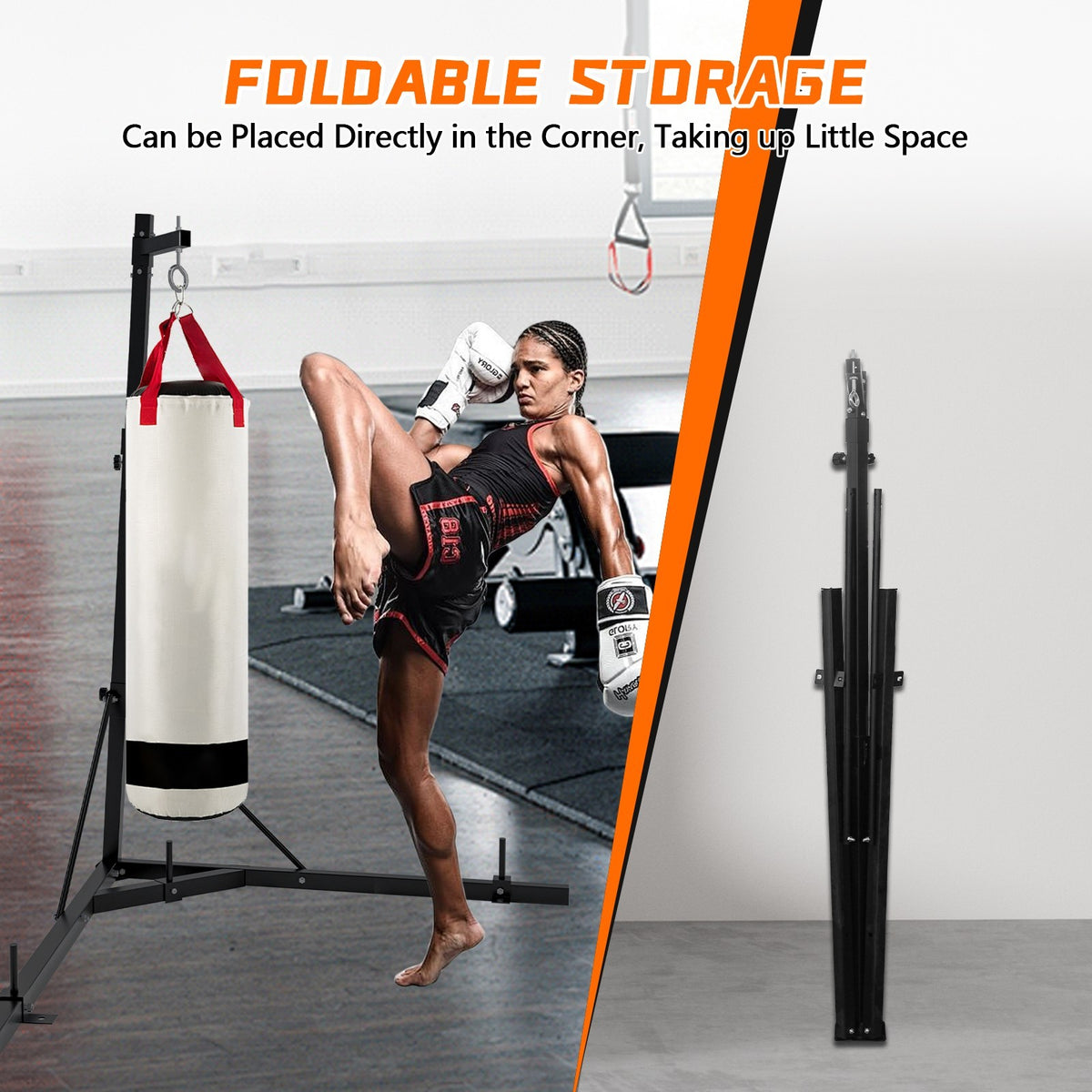 Adjustable Steel Punching Bag Stand Heavy Bag Support Fitness Equipment