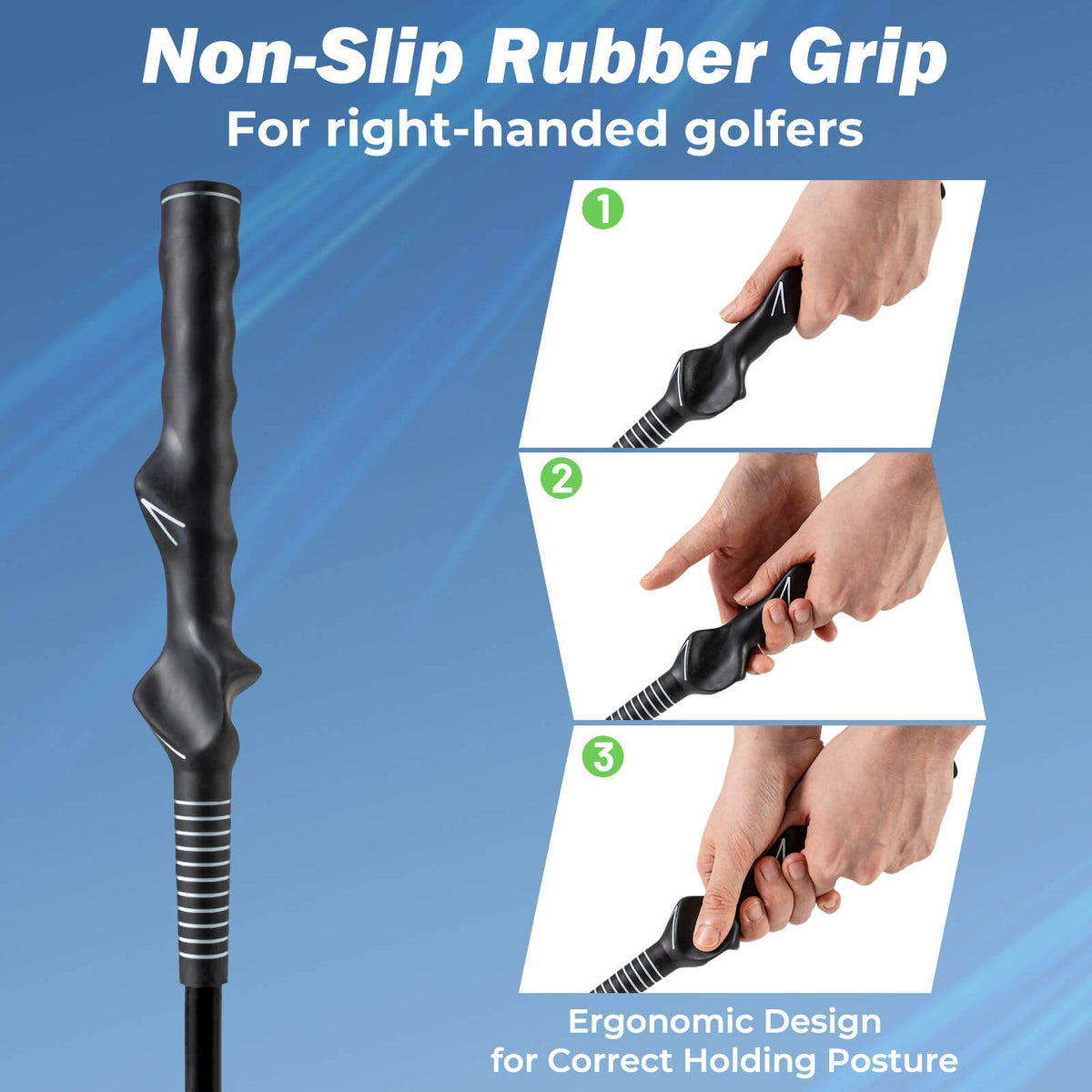 Golf Swing Trainer Aid with Weighted Head, 47-Inch Practice Stick for Right-Handed Golfers