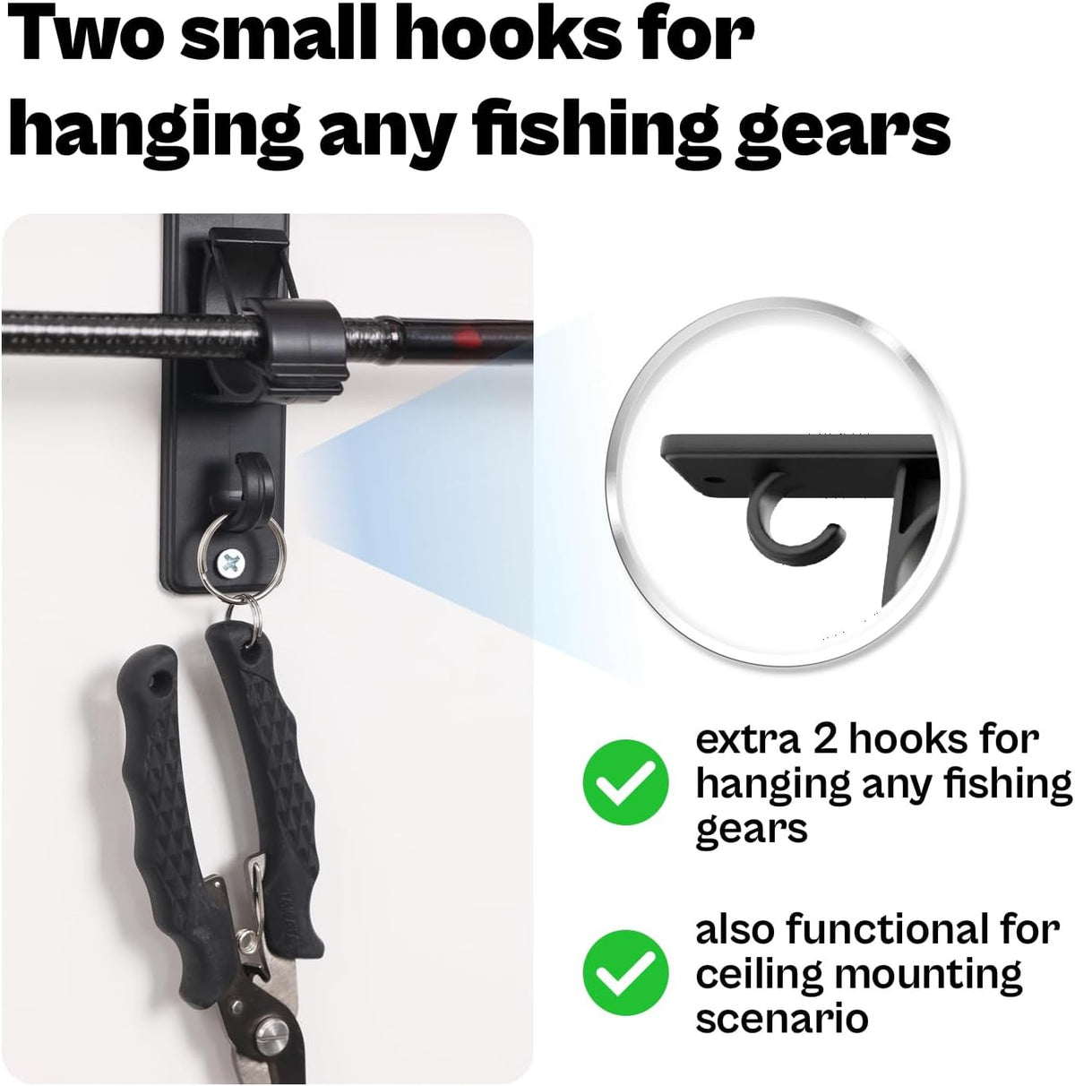 Wall Mount Fishing Rod Holder Rack - Horizontal & Ceiling Storage for Garage