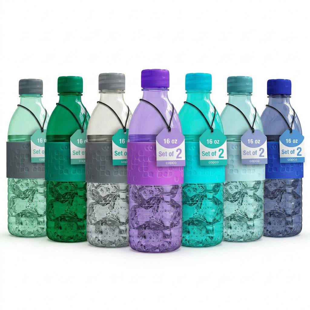 16.9oz Leak-Proof Reusable Water Bottle Set with Non-Slip Sleeve