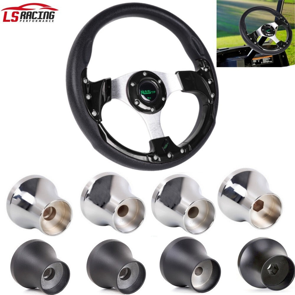 Golf Cart Steering Wheel & Adapter Set for EZGO Club Car Yamaha - Black