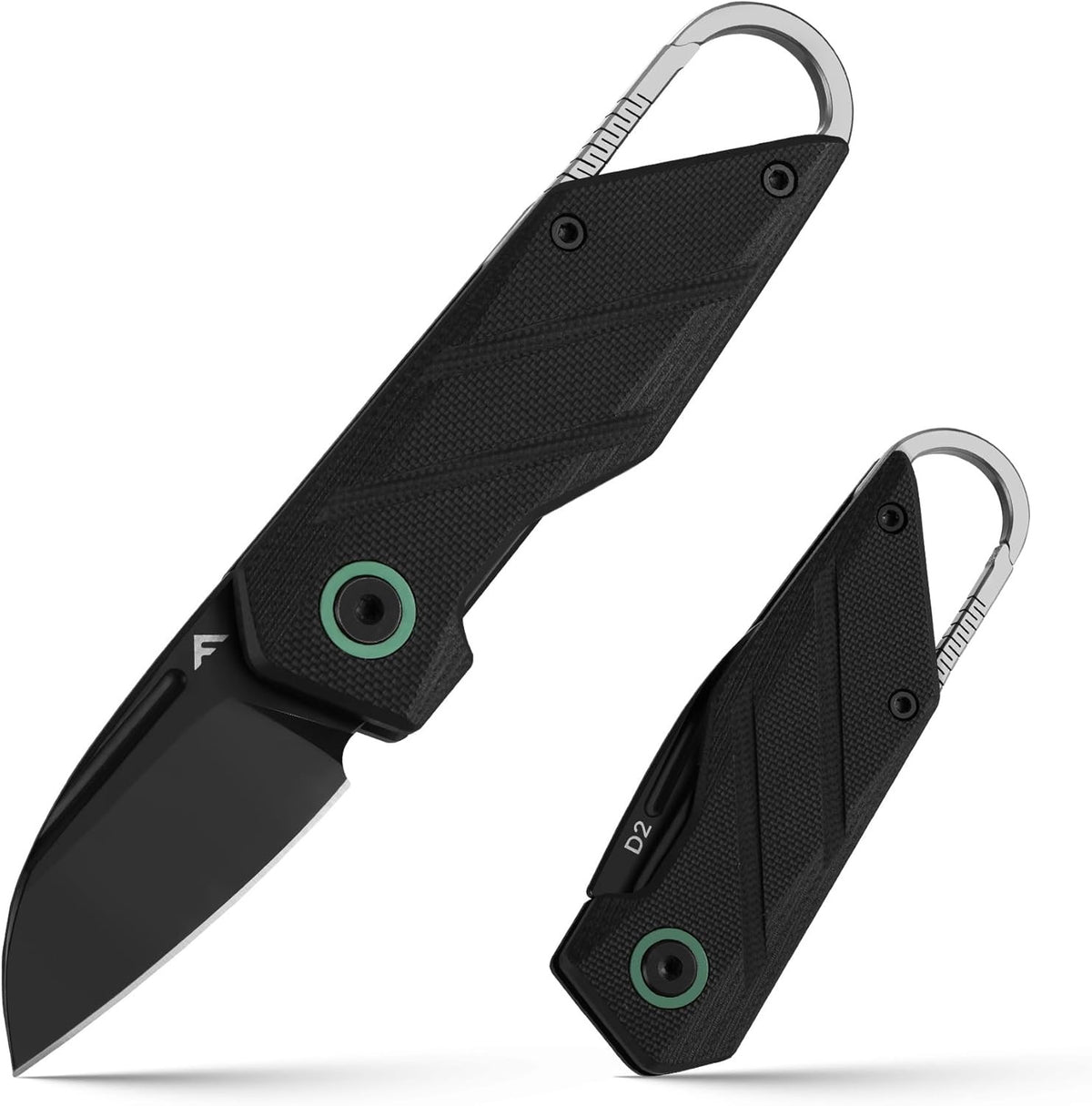 Mini Folding Pocket Knife with Titanium Alloy Carabiner and D2 Steel Blade