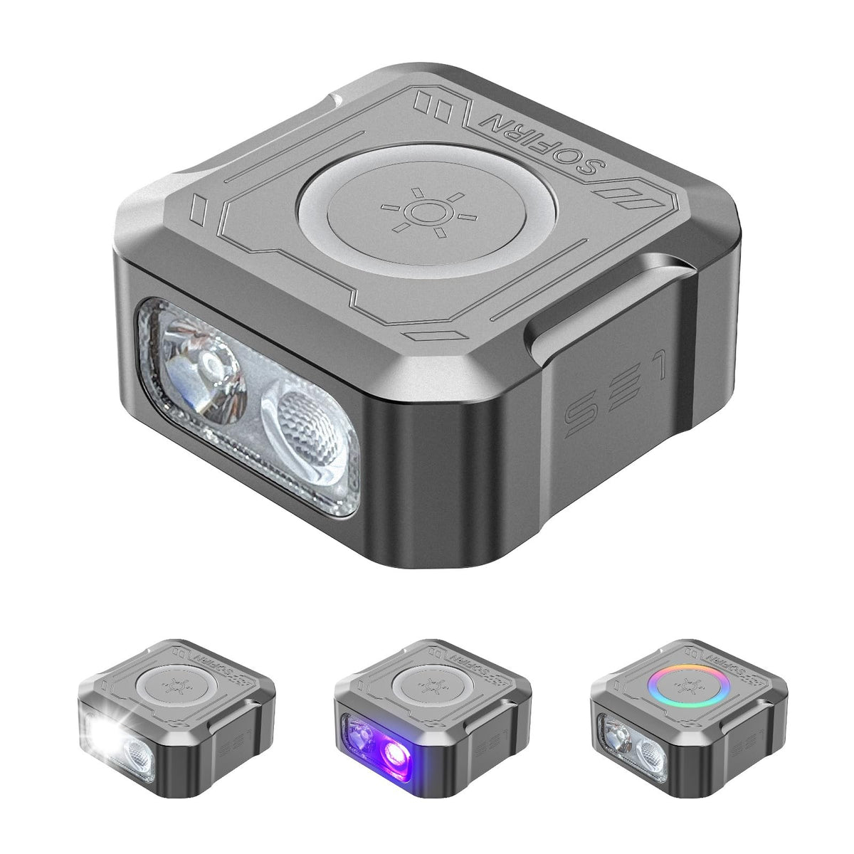 Mini Keychain Flashlight 300LM Rechargeable UV RGB EDC Light