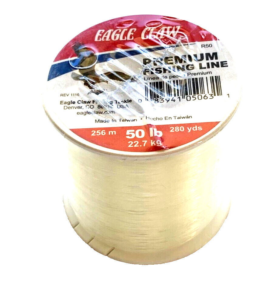 Premium Monofilament Fishing Line 50lb Test Clear 280 Yards Spool