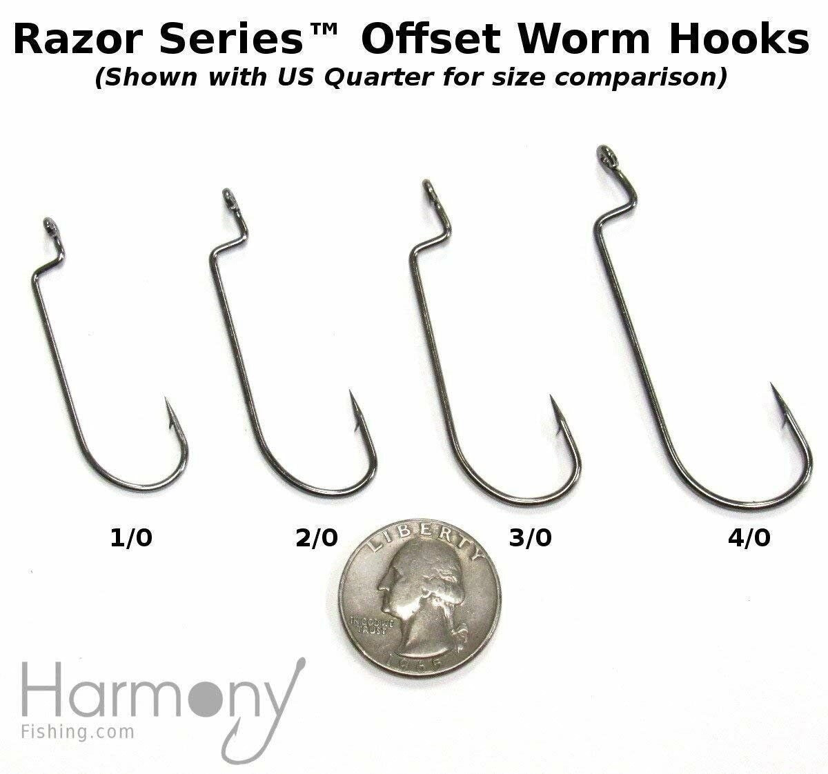 Offset Worm Fishing Hooks Set with Bait Pegs - Multiple Sizes