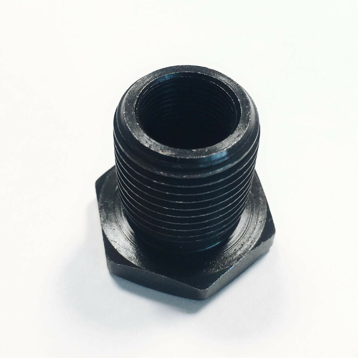 Steel Thread Adapter 1/2x28 to 3/4x16 Black Muzzle Fitting with Crush Washer