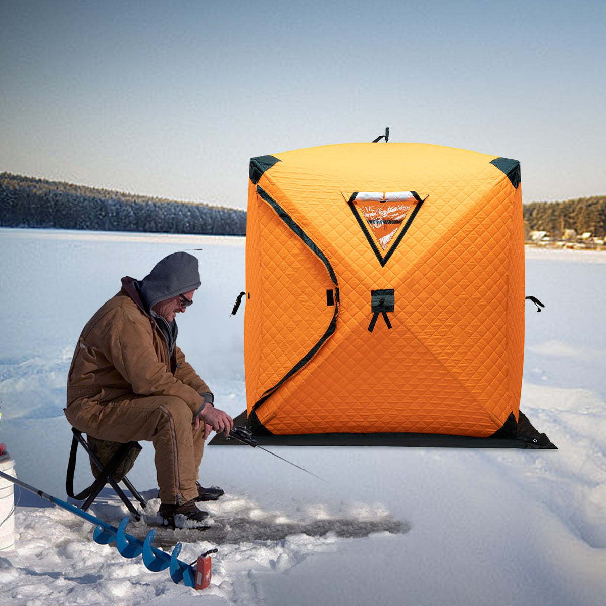 2-Person Portable Ice Fishing Tent Thermal Camping Shelter