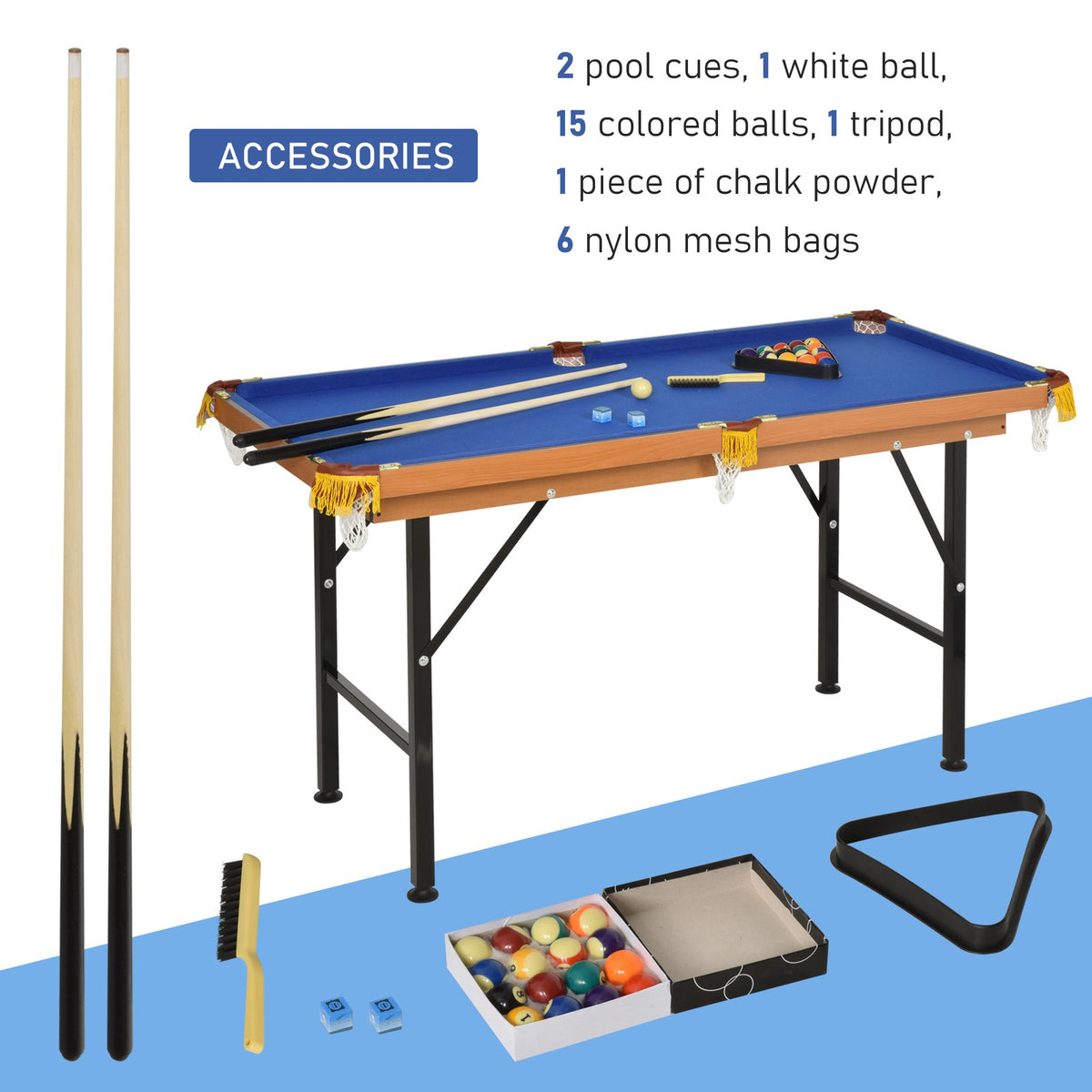 Mini Pool Table with Full Cue & Ball Set – Foldable Tabletop Billiards Game