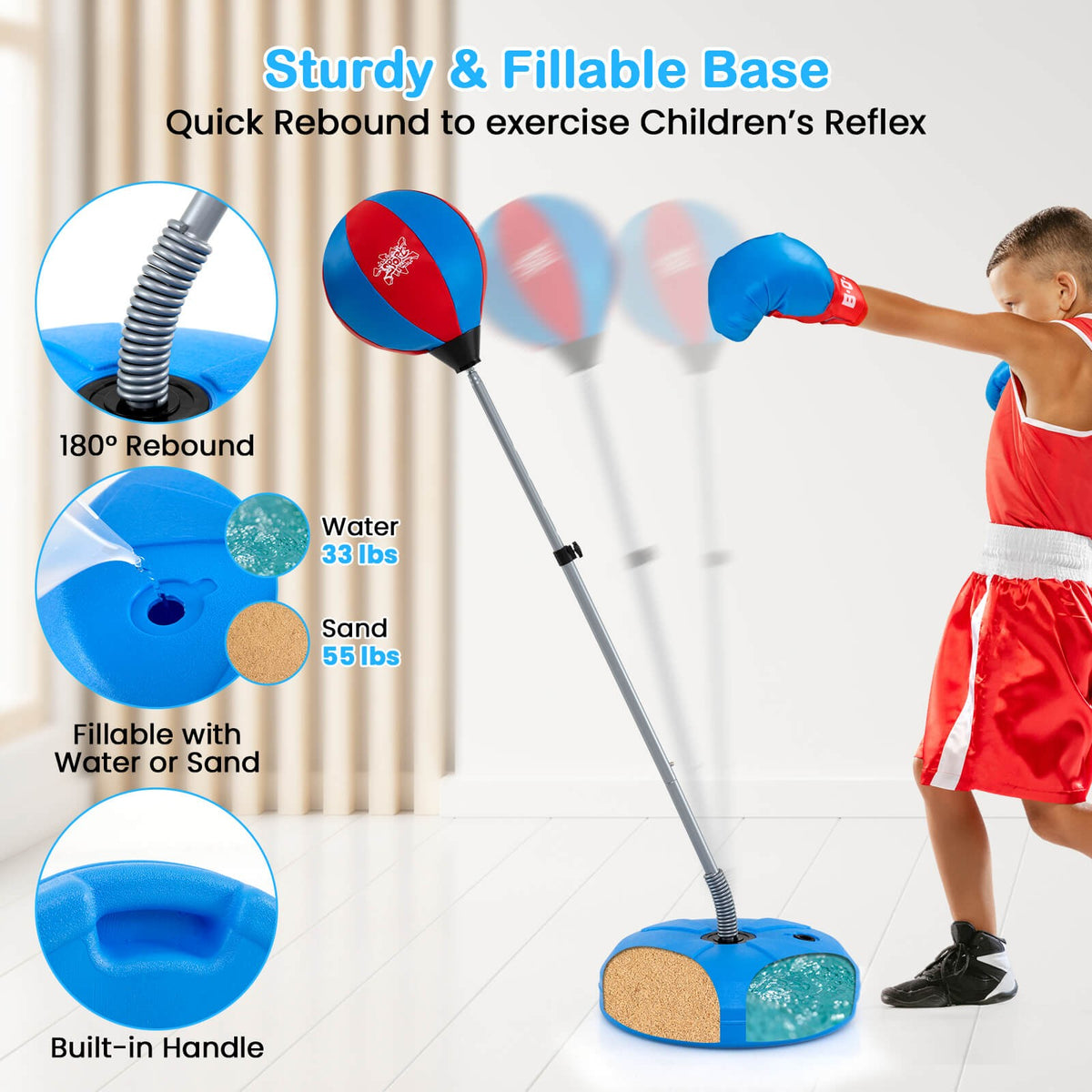 Adjustable Standing Punching Bag with Gloves for Boxing & Fitness