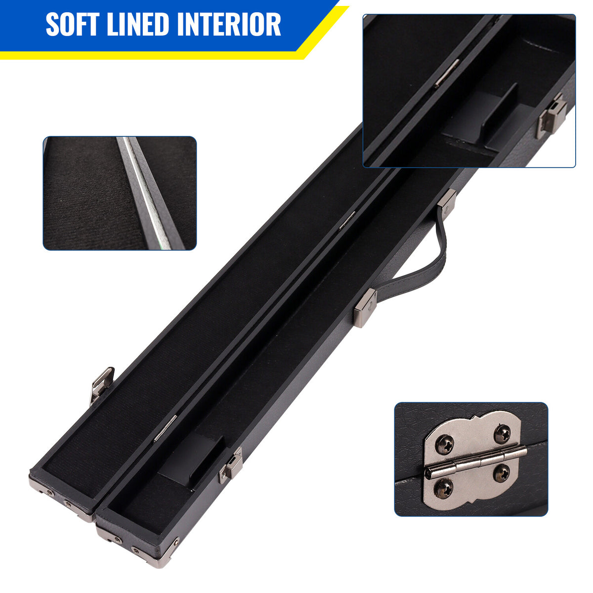 Hard Cue Box for Pool Cues – Holds 1 Butt & 1 Shaft, 58in Cues, Leatherette Case