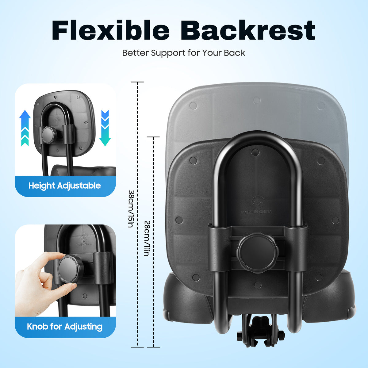 Universal Wide Bicycle & Tricycle Saddle Seat with Backrest - Black