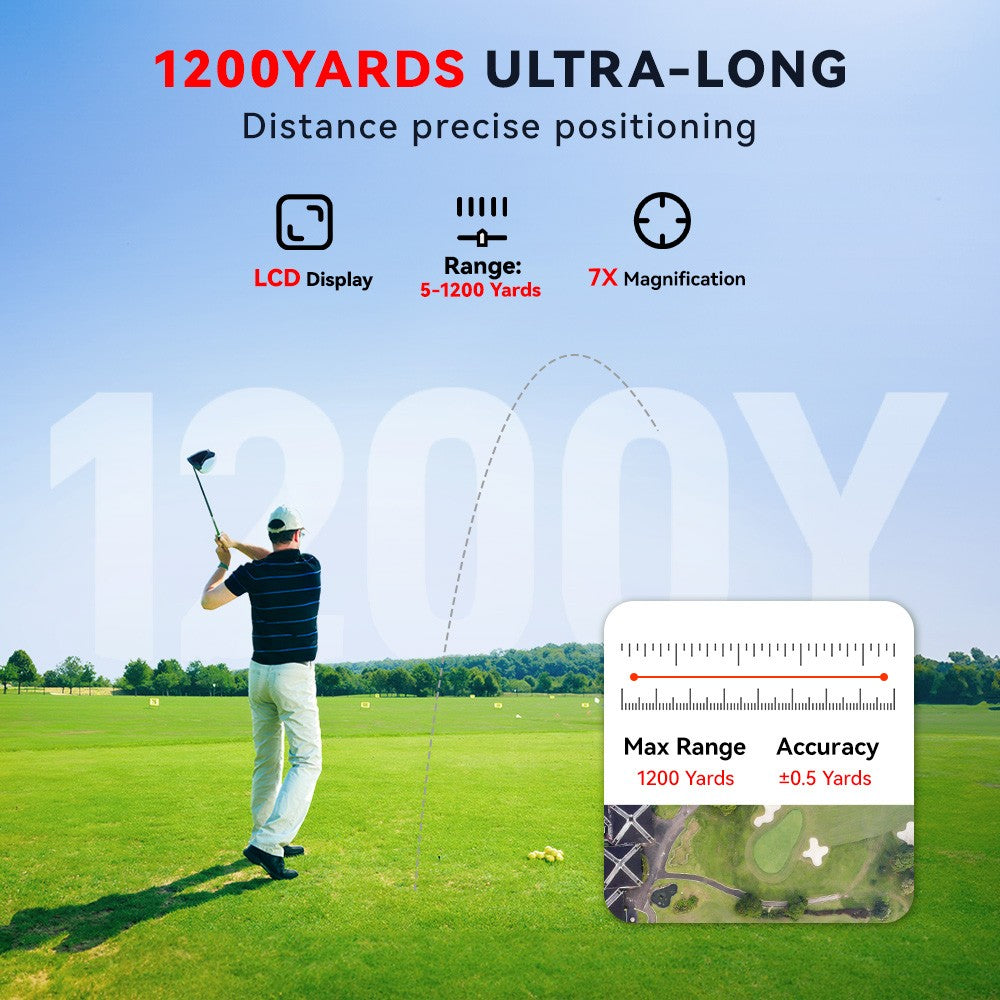 Laser Range Finder Golf Rangefinder 1200 Yards with Slope & Magnification