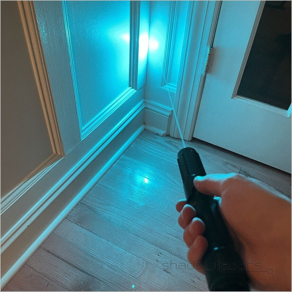 Adjustable Focus 488nm Cyan Handheld Laser Flashlight with Safety Goggles