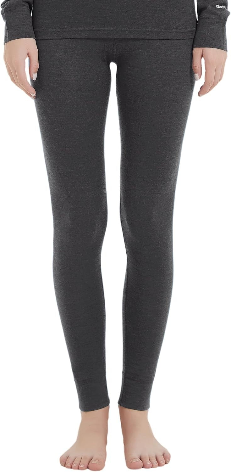 Women's Merino Wool Base Layer Pants - Midweight Thermal Long Johns