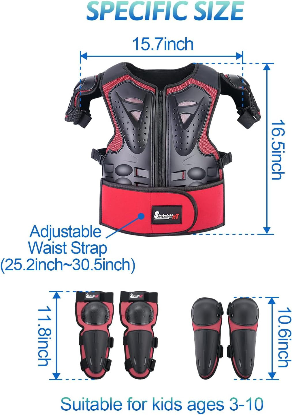 Kids Motorcycle Armor Suit with Chest, Knee & Elbow Pads - Dirt Bike Safety Gear