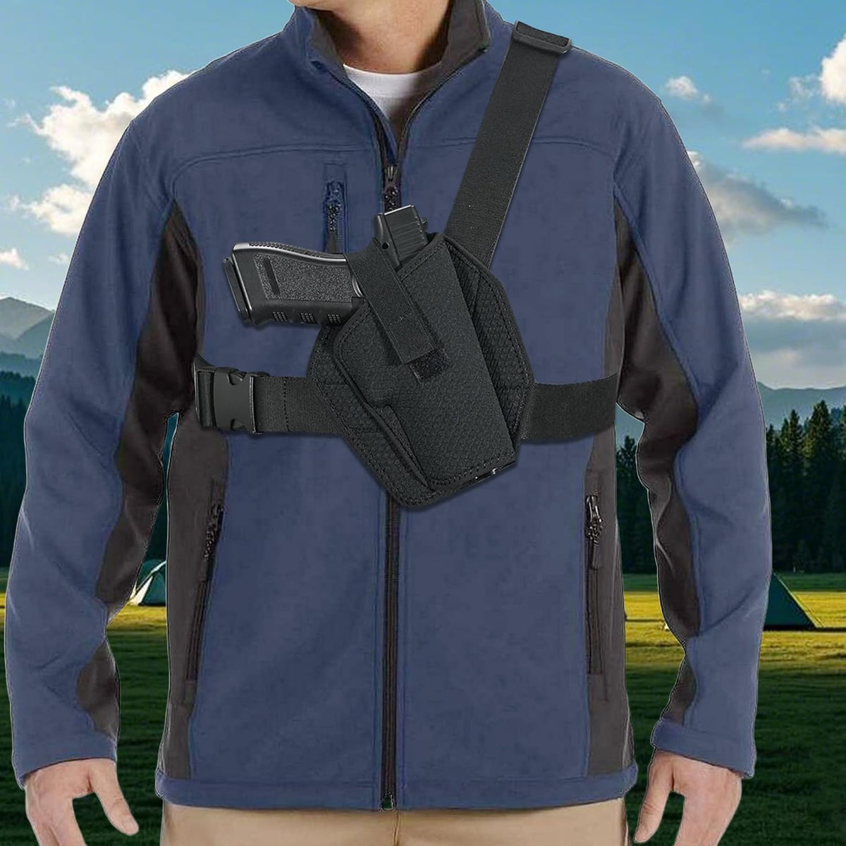 Universal Chest Holster for Pistols - Adjustable Shoulder Carry for Outdoors