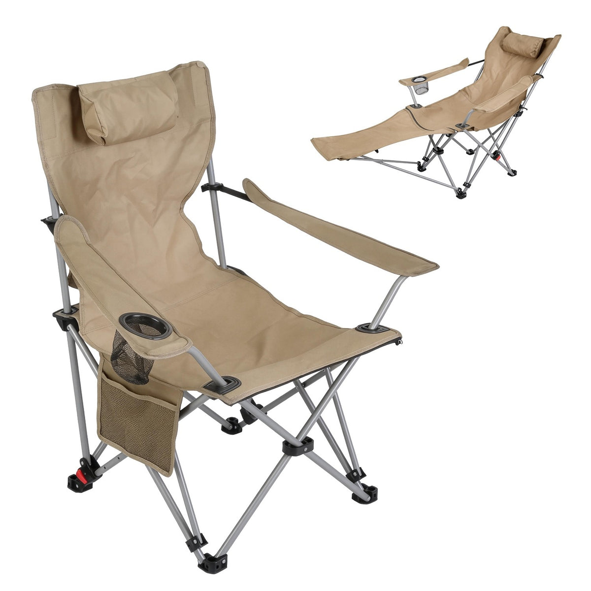 Heavy Duty Folding Camping Chair with Footrest 220lbs Portable Recliner