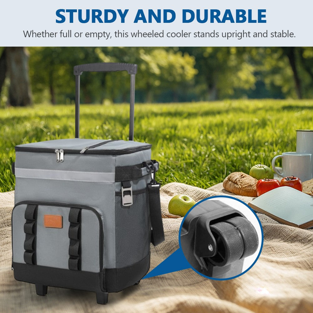Large Portable Wheeled Cooler Bag with Detachable Trolley - Insulated Food Carrier