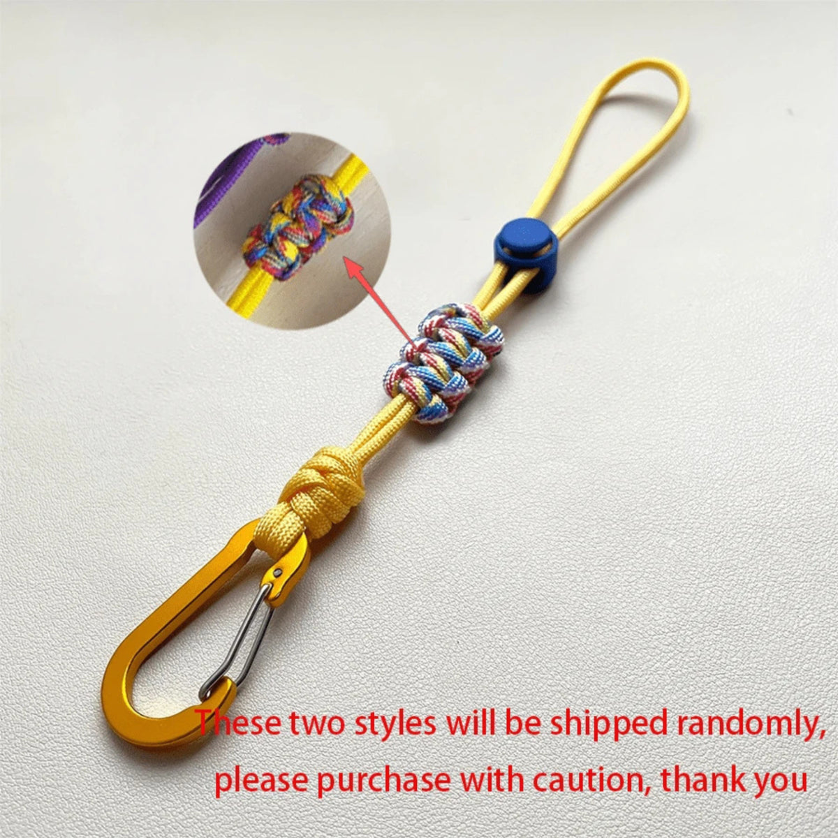 Adjustable Paracord Water Bottle Holder with Carabiner Keychain