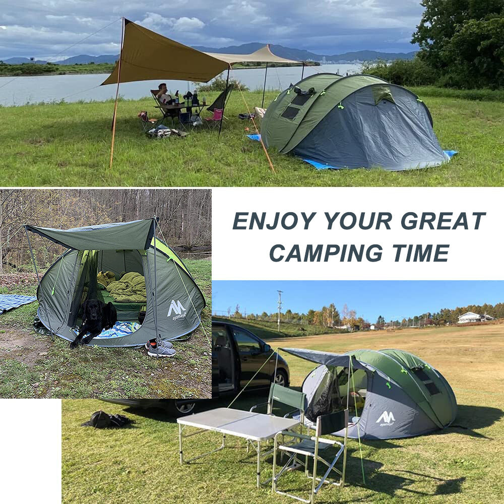4-6 Person Waterproof Camping Tent with Instant Pop-Up Design and Double Layer