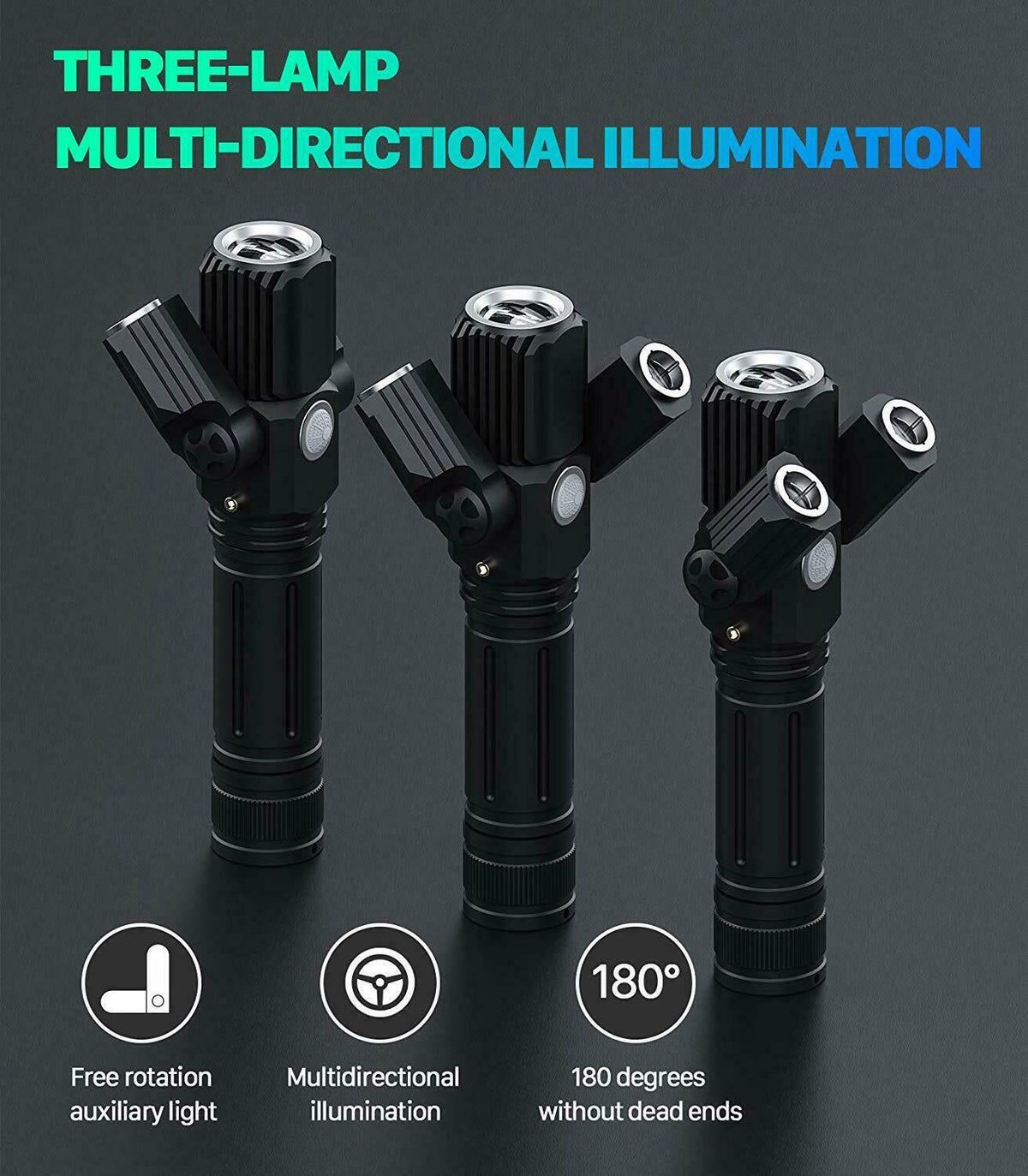 Rechargeable 500LM Bicycle Front & Rear LED Headlight Set with Zoomable & Swivel Features