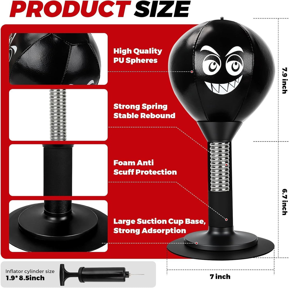 Desktop Punching Bag with Suction Cup Base - Stress Relief Desk Toy