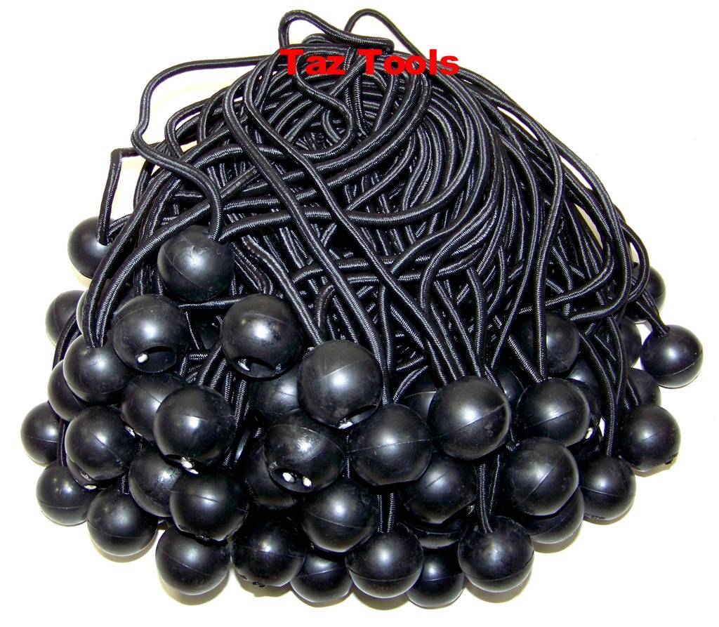 Heavy Duty 6-Inch Black Bungee Cords 100 Pack for Tarp Tie Downs & Securing Items