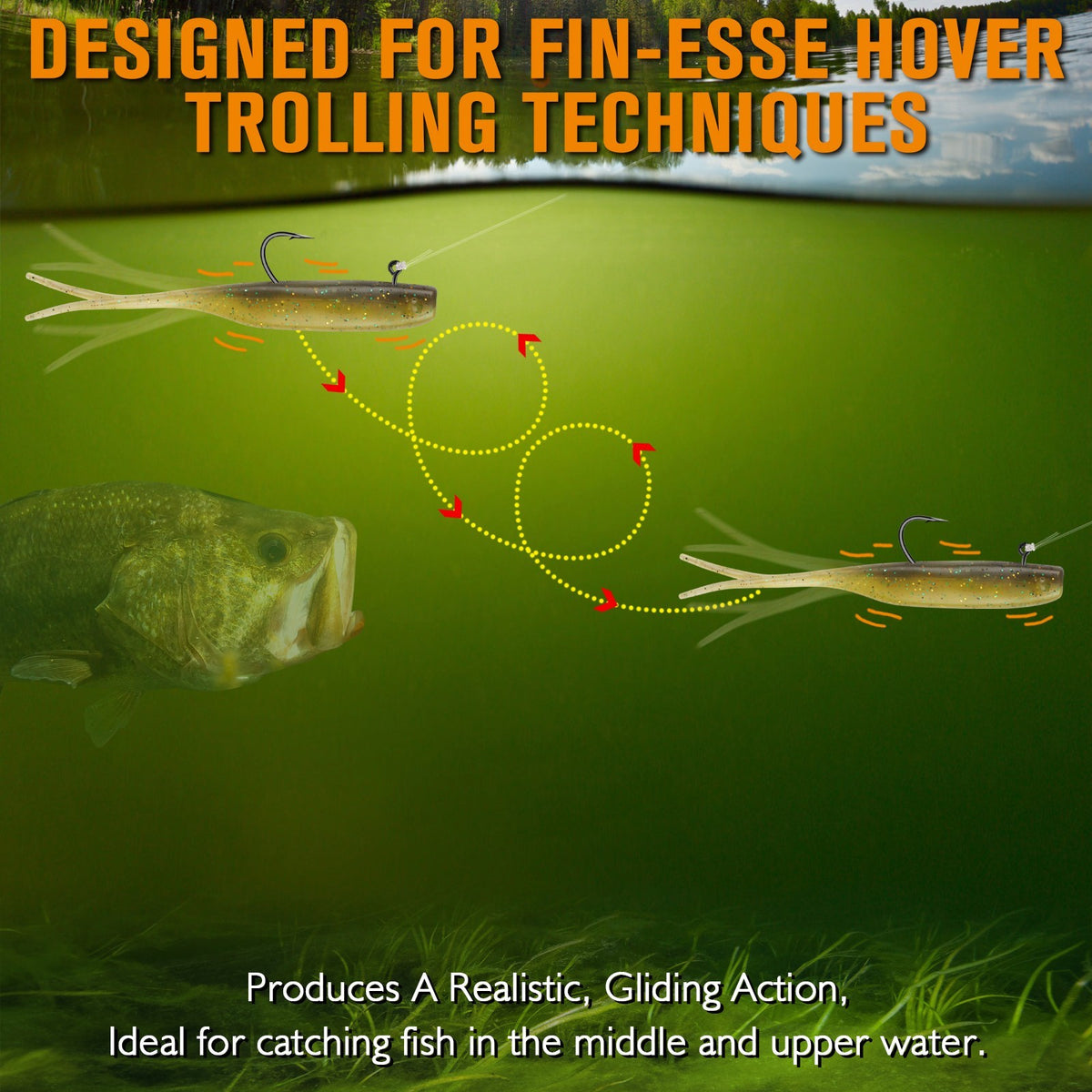 15PCS Bass Fishing Hover Rig Jig Heads 1/8oz for Soft Plastics & Minnows