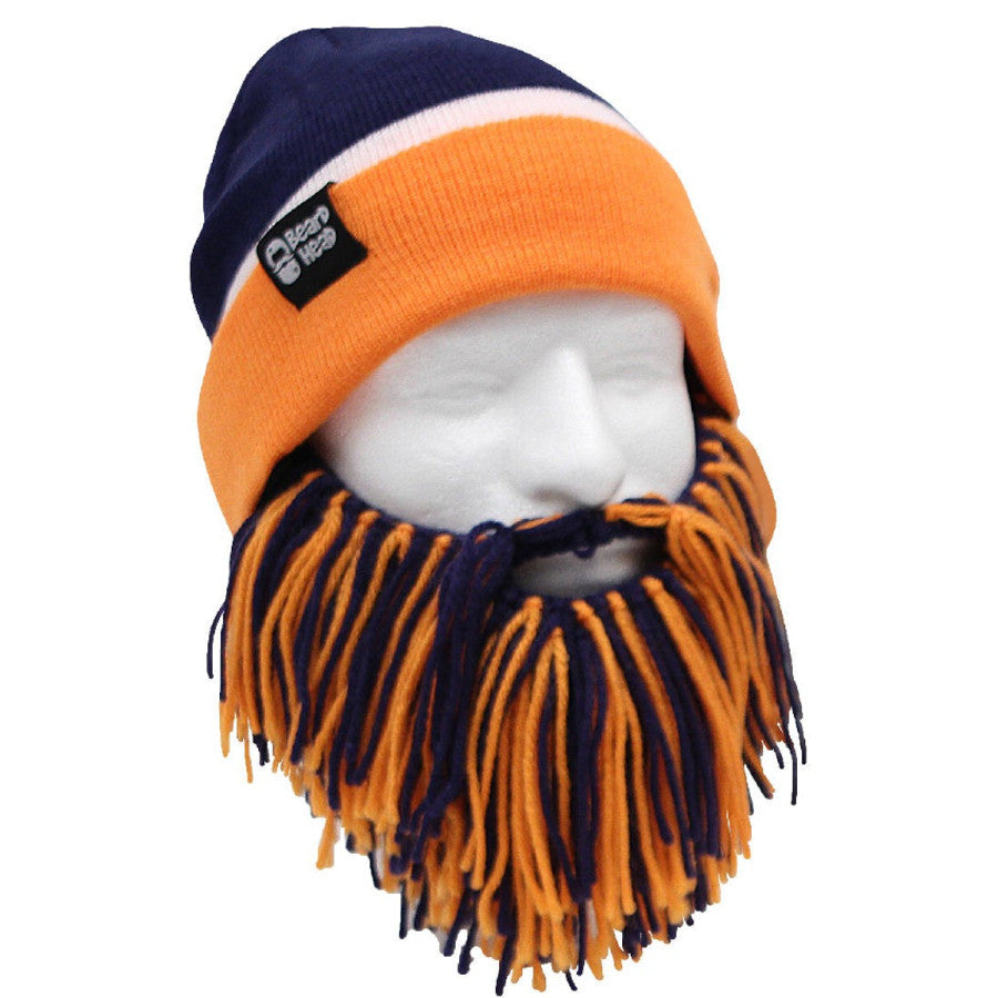 Football Beard Mask and Hat Set - Denver Broncos Team Support, Removable Beard, Knit Design