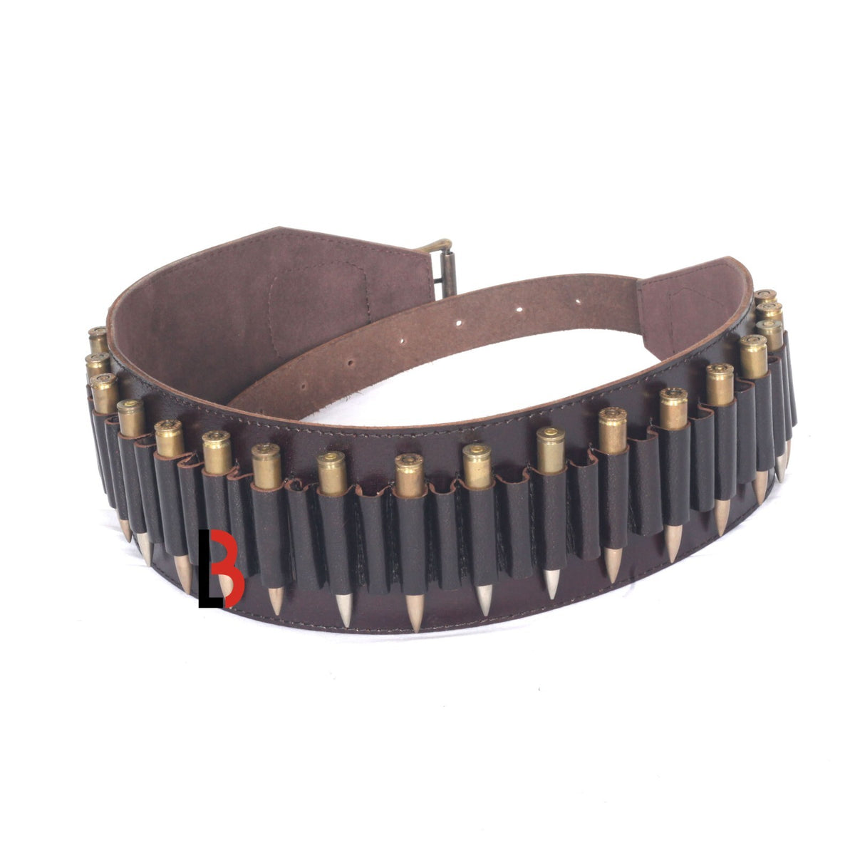 Cowhide Leather Rifle Cartridge Belt for Hunting & Shooting - Adjustable Bandolier, Up to 44 Shells