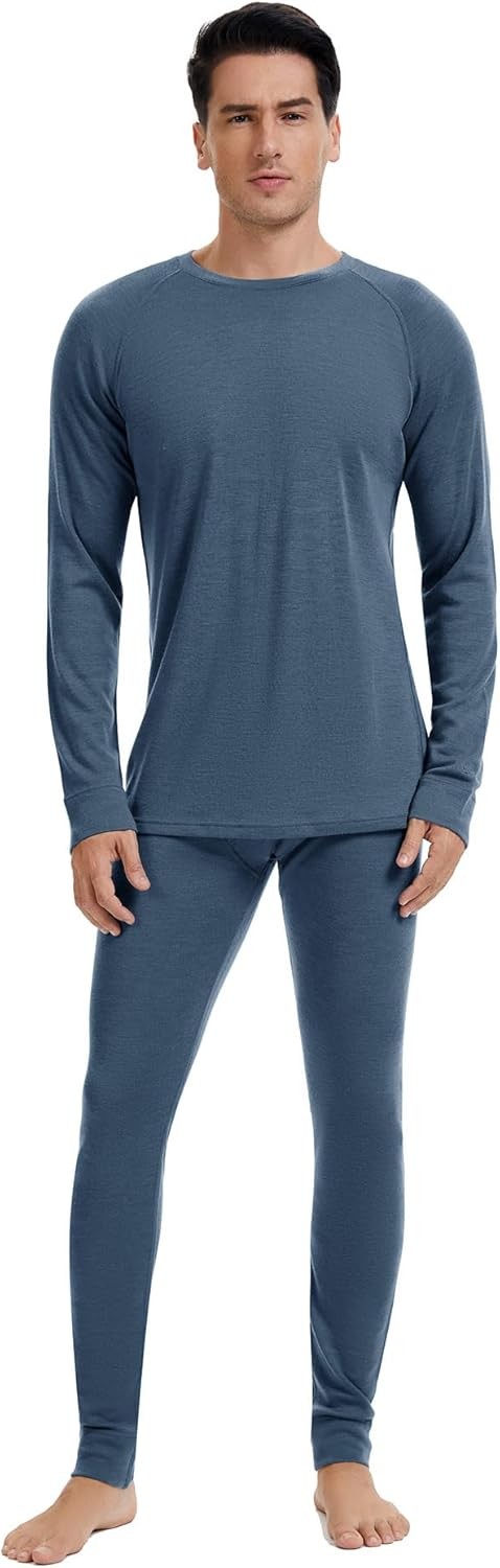 Men's Merino Wool Base Layer Set Thermal Underwear Midweight S-XL
