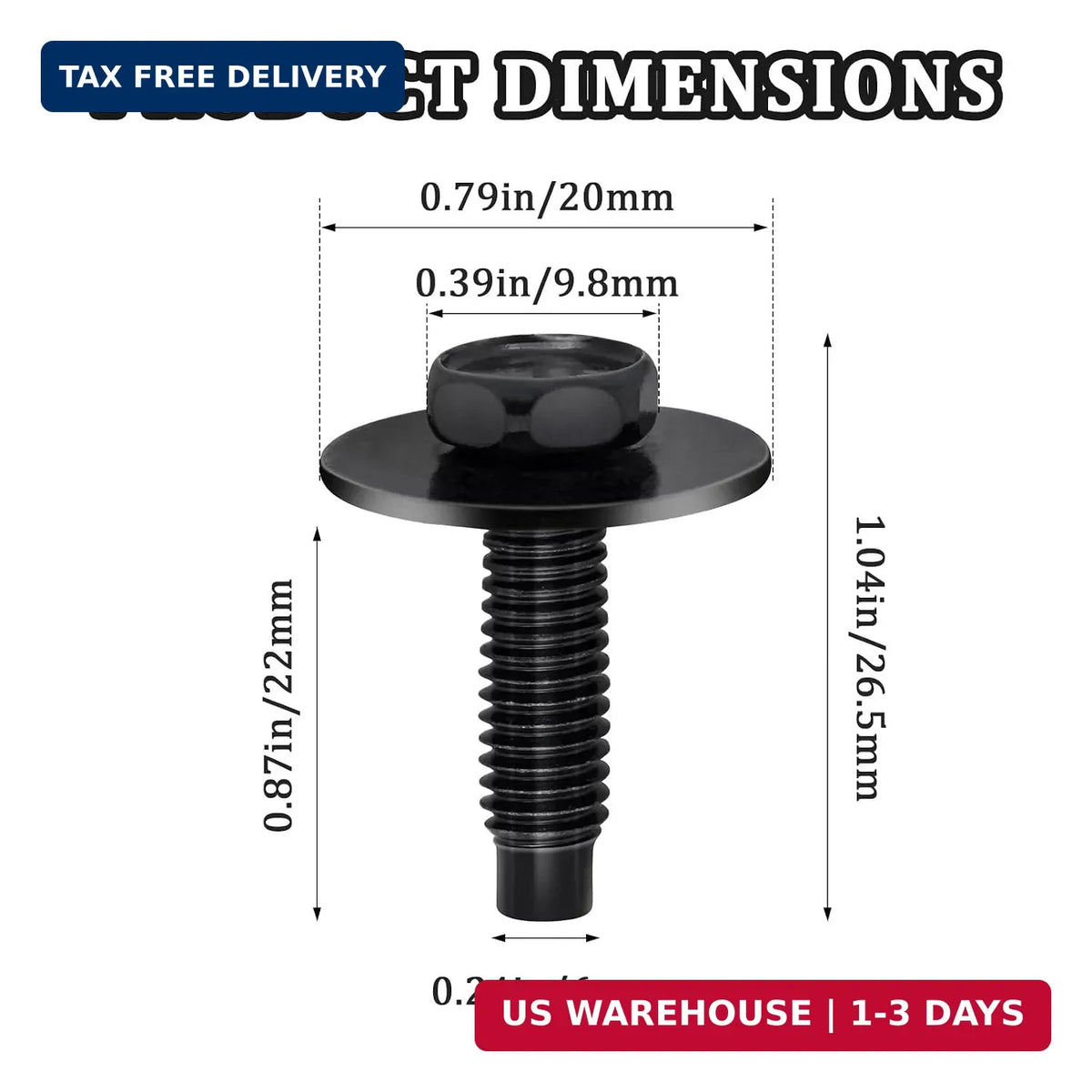 20 Pcs Hex Head Engine Splash Shield Bolts for Car Underbody Protection
