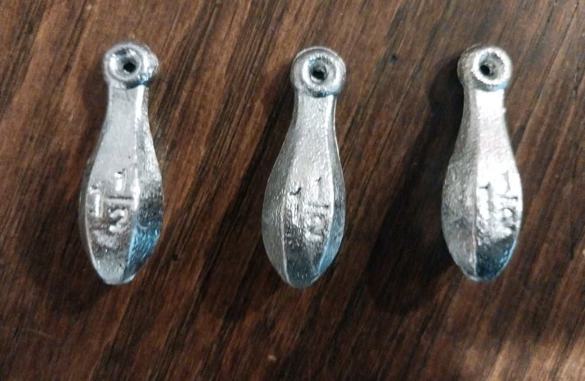 1.5oz Lead Fishing Sinkers - 100 Pieces, Hand Poured, Free Shipping