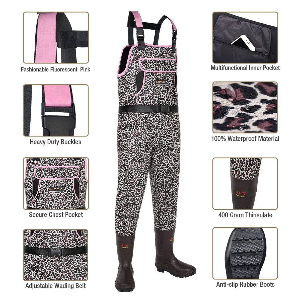 Women’s Neoprene Chest Waders 400G Insulated Waterproof Fishing & Hunting Boots
