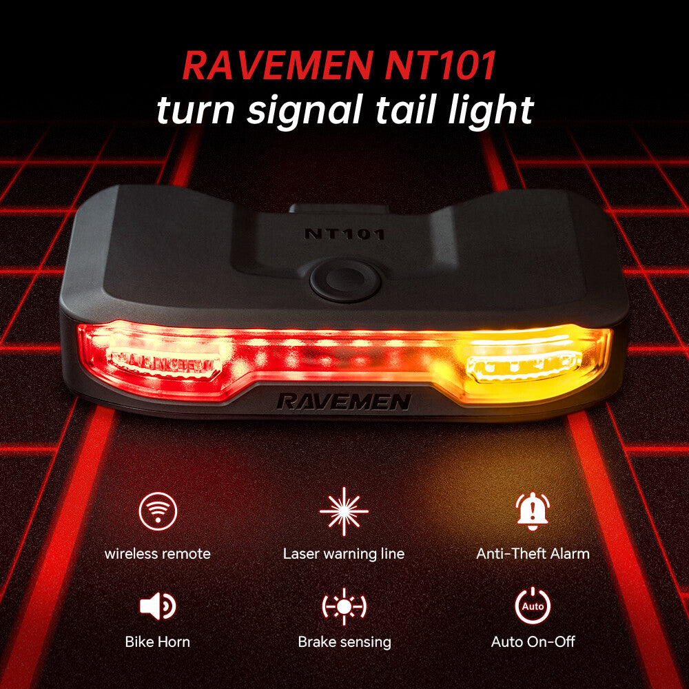 Bike Turn Signal Rear Light with Anti-Theft Alarm & Brake Warning