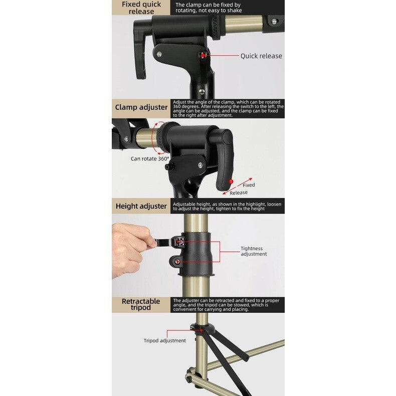 Lightweight Bicycle Repair Stand with Height Adjustment & Folding Design