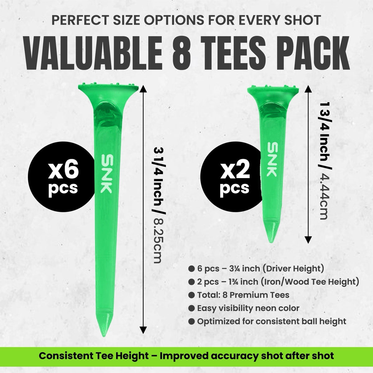 Unbreakable Plastic Golf Tees 21-Pack for Long Drive Performance
