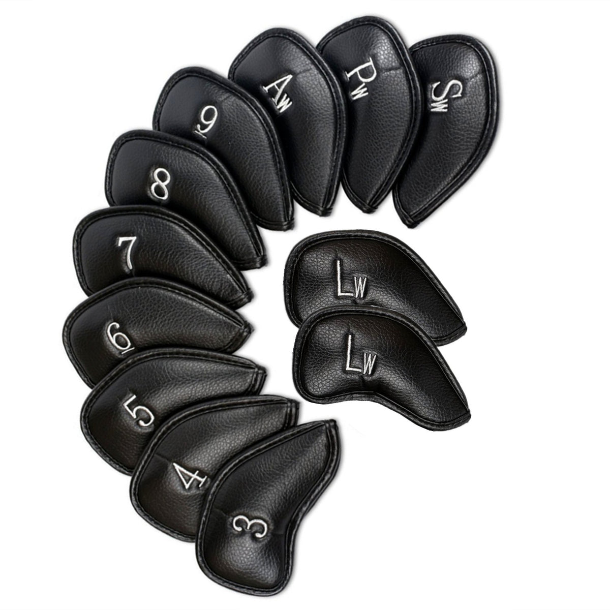 12 Pcs Leather PU Golf Club Head Covers Set - Universal Fit for Irons