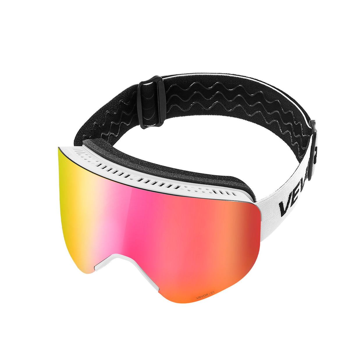 Magnet Cylindrical Ski Goggles with Pink Revo Coating - Snowboard & Snow Skiing