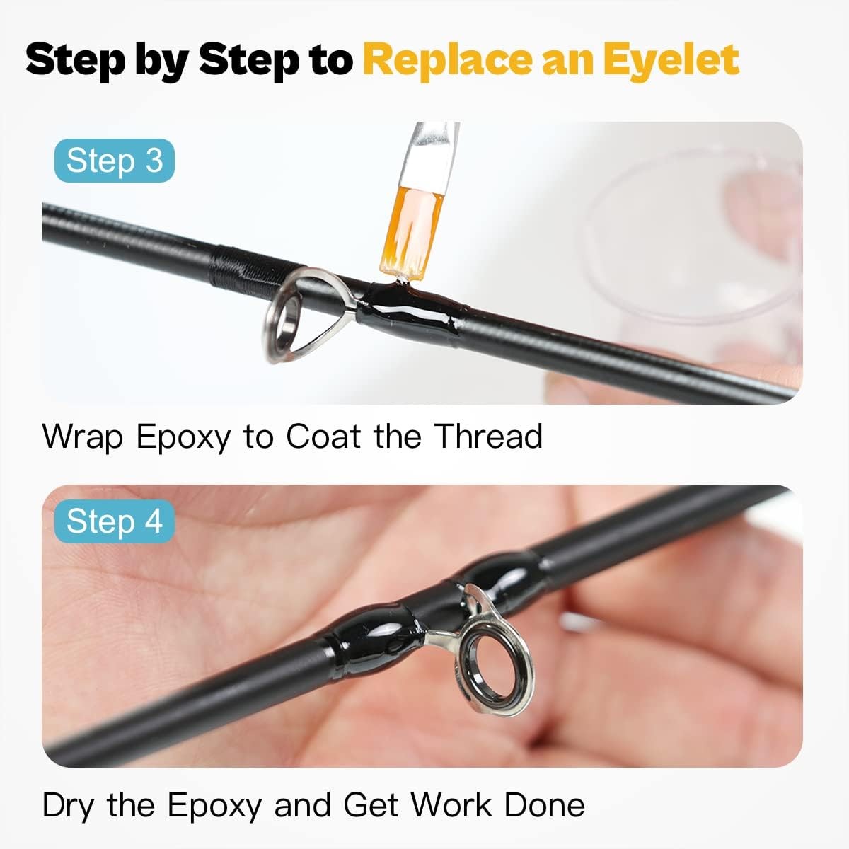 Fishing Rod Eyelet and Tip Repair Kit for Spinning and Casting Poles