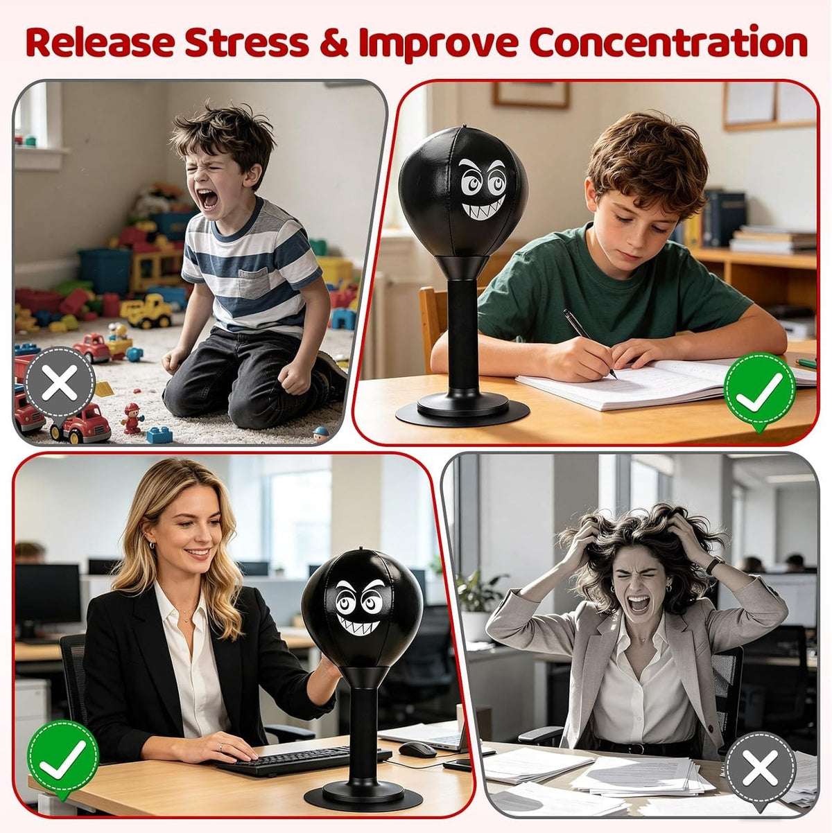 Desktop Punching Bag with Suction Cup for Stress Relief and Focus