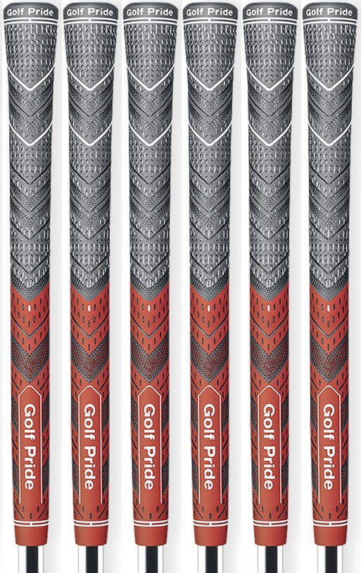 Golf Pride MCC Plus4 Red Midsize Golf Grip Set of 6 - Hybrid, Less Taper